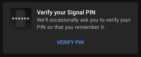 Verification in signal app 