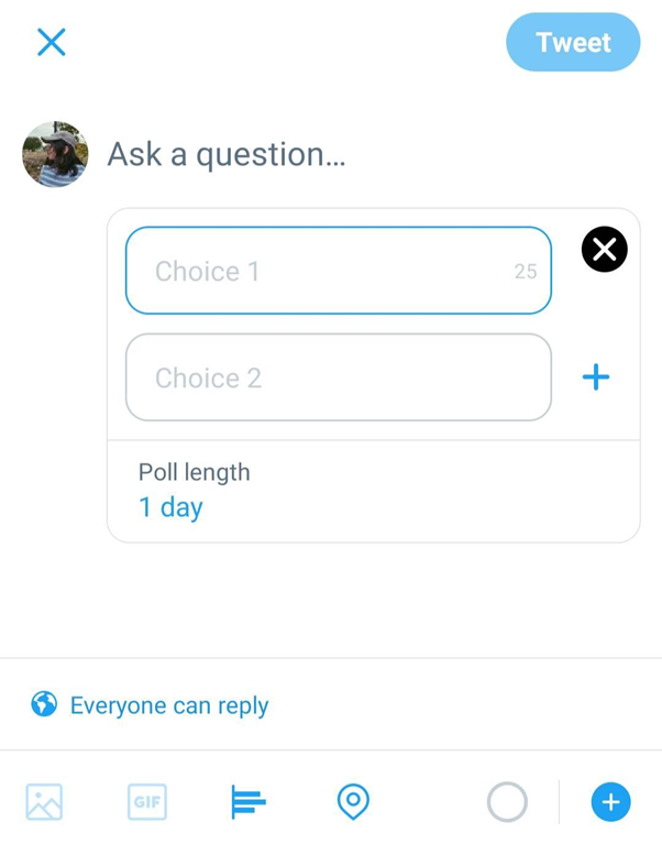 Poll option on twitter
