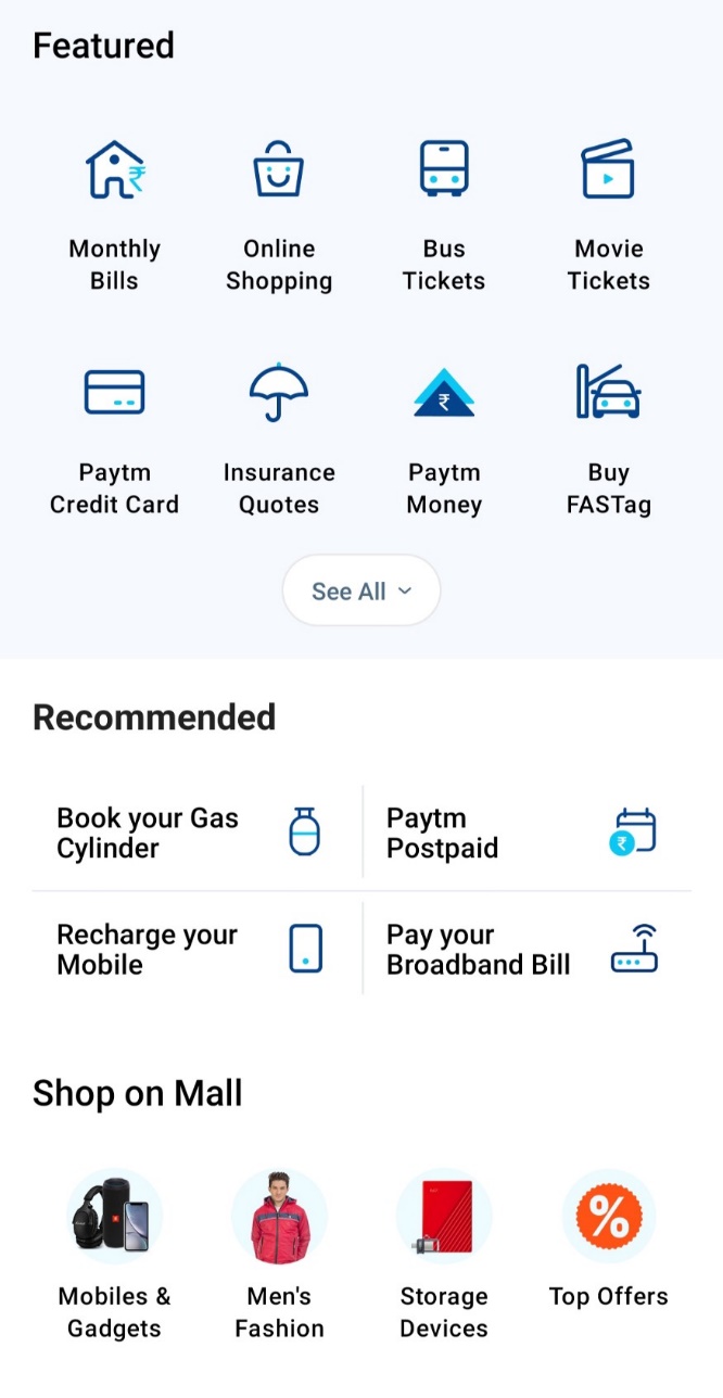 Paytm interface